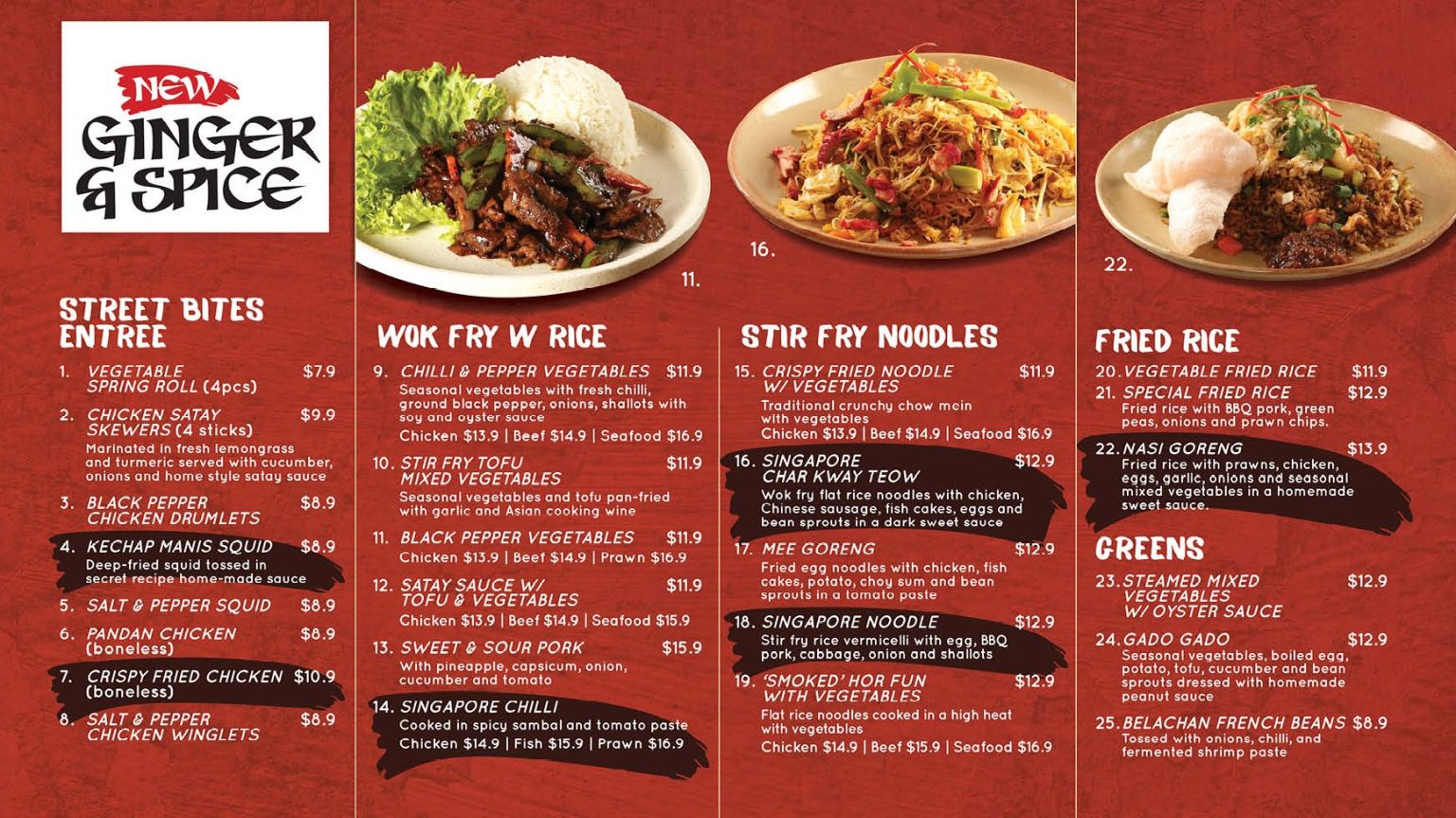 Ginger Spice 2020 menu TA Spice Alley, Kensington Street